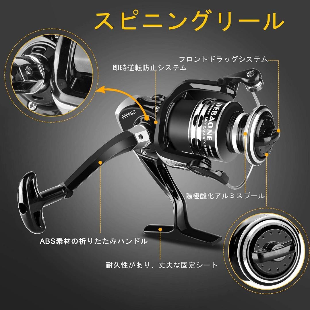 スピニングリール 釣り餌 釣り糸 釣り竿セット 2.1M炭素伸縮釣竿 ロッド