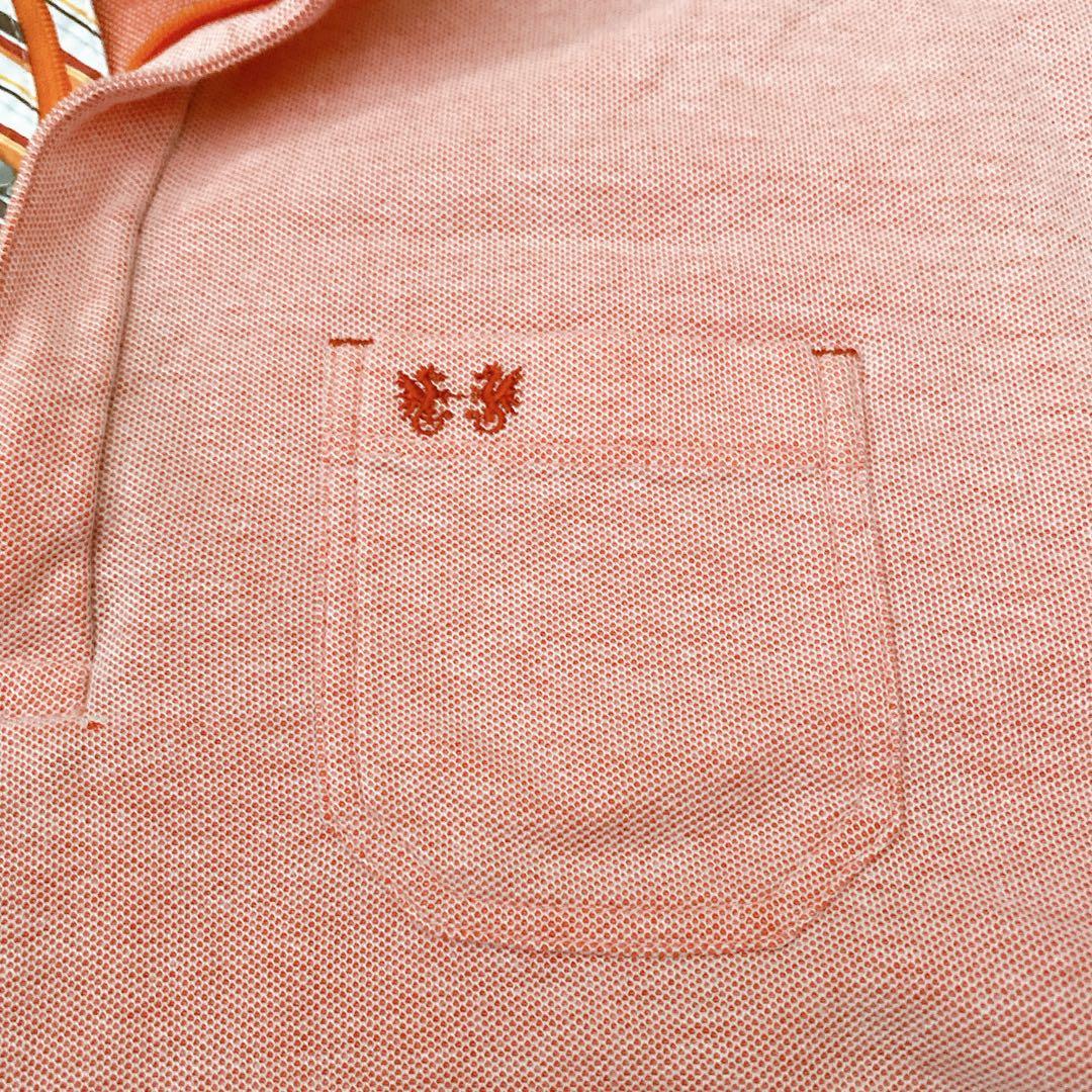 【美品】マックレガー ポロシャツ L オレンジ 刺繍ロゴ ジップアップ ボーダー