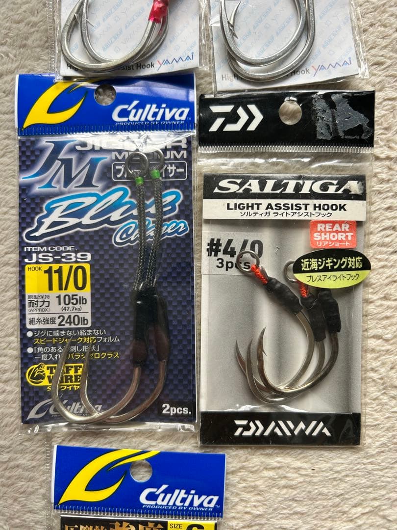 ウロコジグ400g、あいや〜ロング350g、フック、トンジギ、キハダ、マグロ