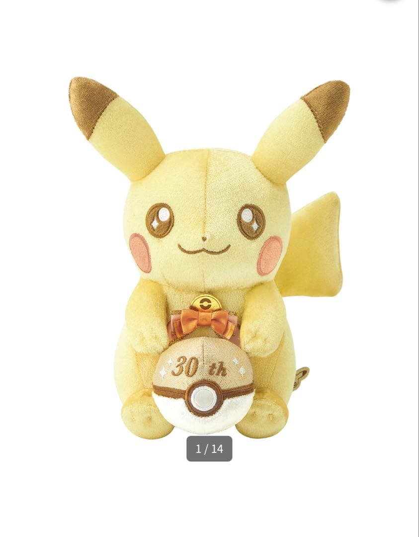 30周年記念　ピカピカ！ピカチュウ　ぬいぐるみ　マスコット　アクリルブロック