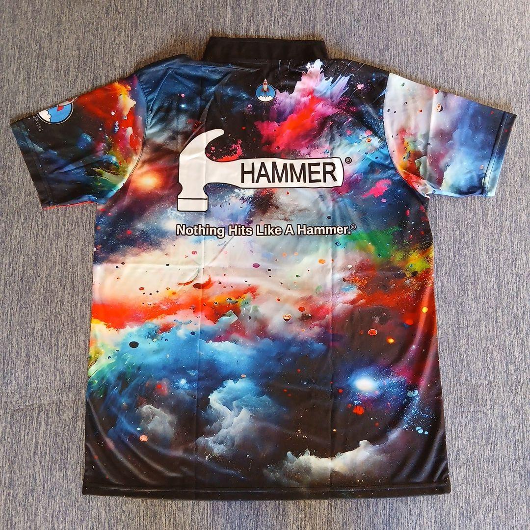 ✨新品✨ハンマー【日本サイズL】ブラック　宇宙　ロゴ入り　海外　ボウリングウェア