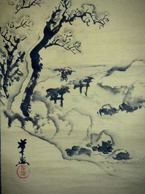 ♥掛軸　藤瀬 岸燕　雪景色　掛け軸