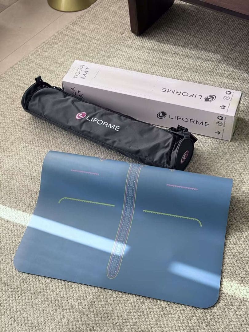 LIFORME ヨガマット 青 収納バッグ付き