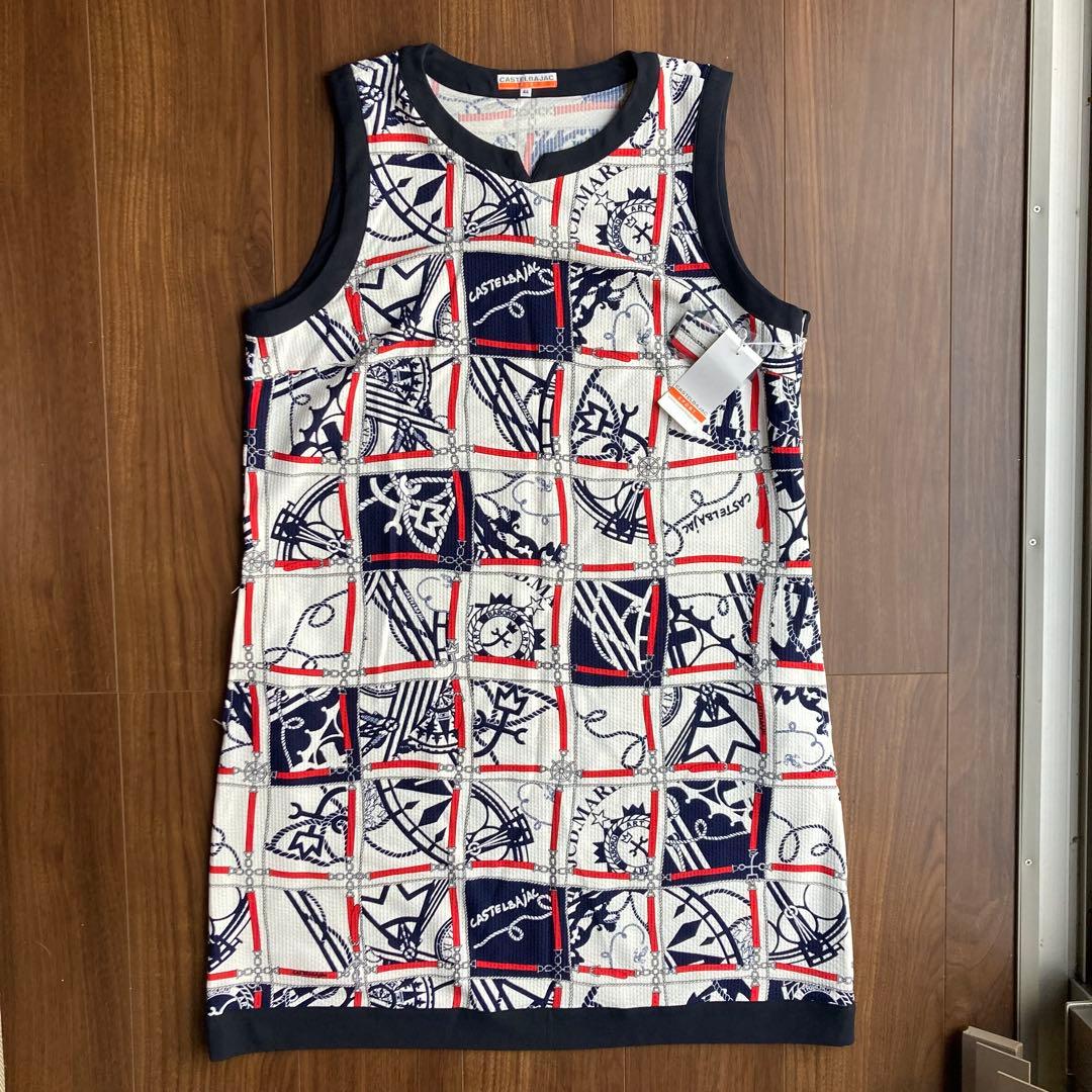 【新品】カステルバジャック　ゴルフウェア　ワンピース　総柄　マリン　サイズ44