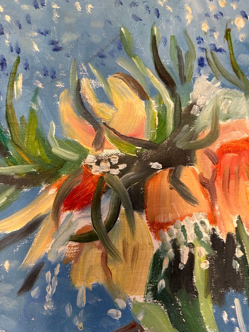 銅花瓶の花 油彩画 肉筆画　サイズ50cmx60cm