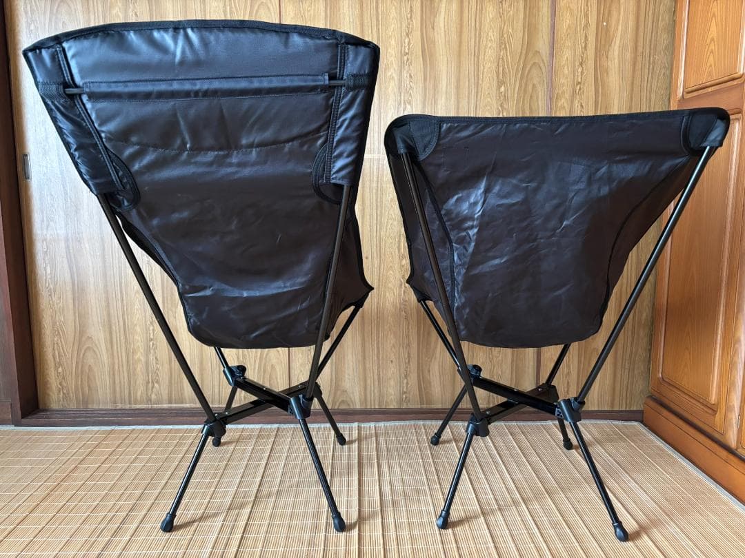 タラスブルバ ２脚セット コンパクトチェアワイド＆リラックスアルミチェア 黒