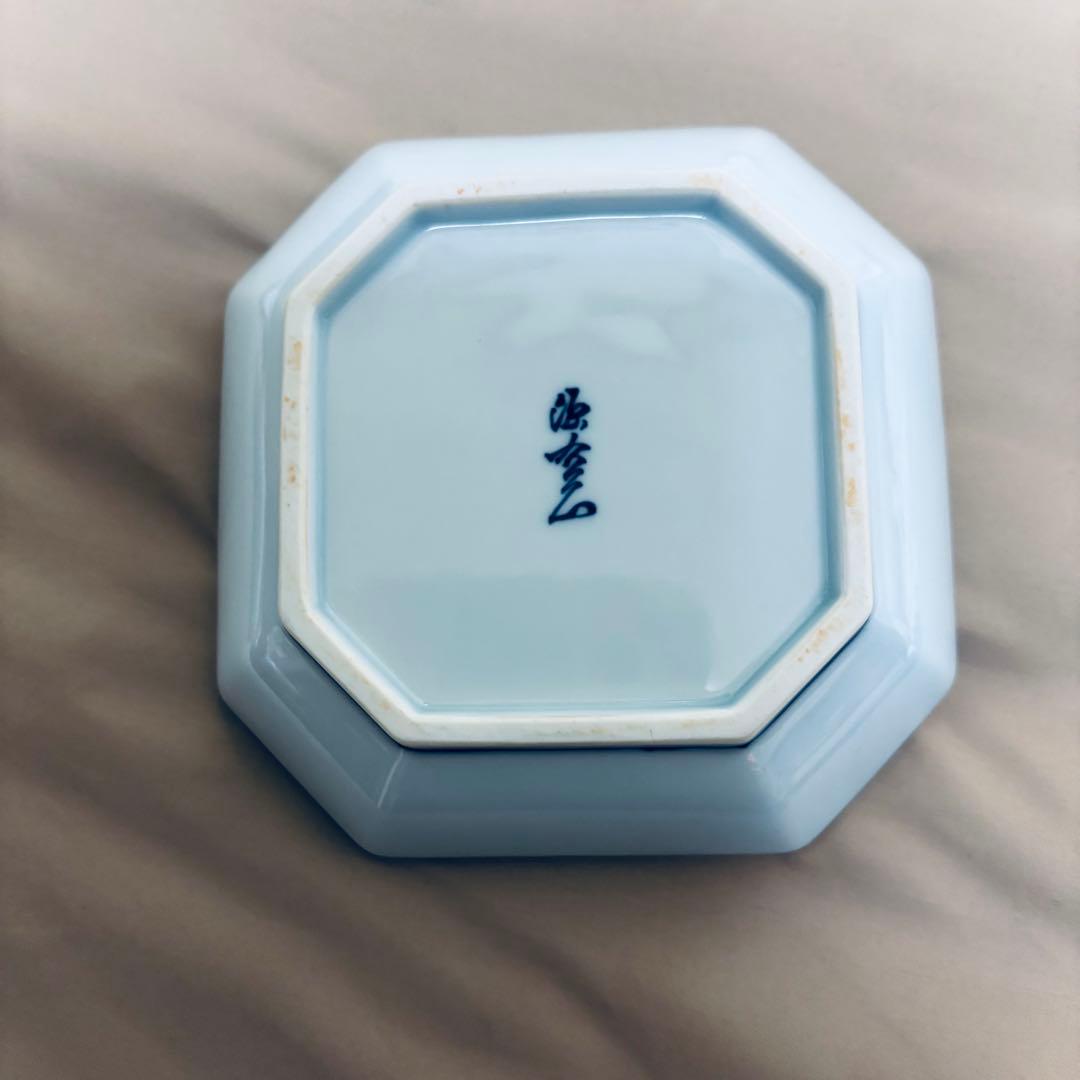 古伊万里 源右衛門作 染付 吹墨 魚図　銘々皿 5枚 有田焼