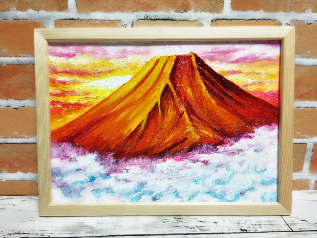 油絵 絵画【赤富士】
