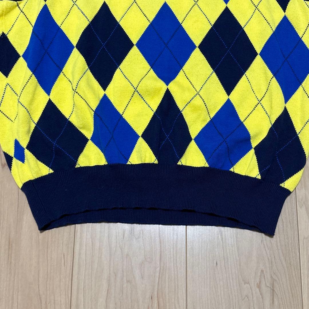 POLO GOLF ラルフローレンコットンニットベスト アーガイル柄 イエローＬ
