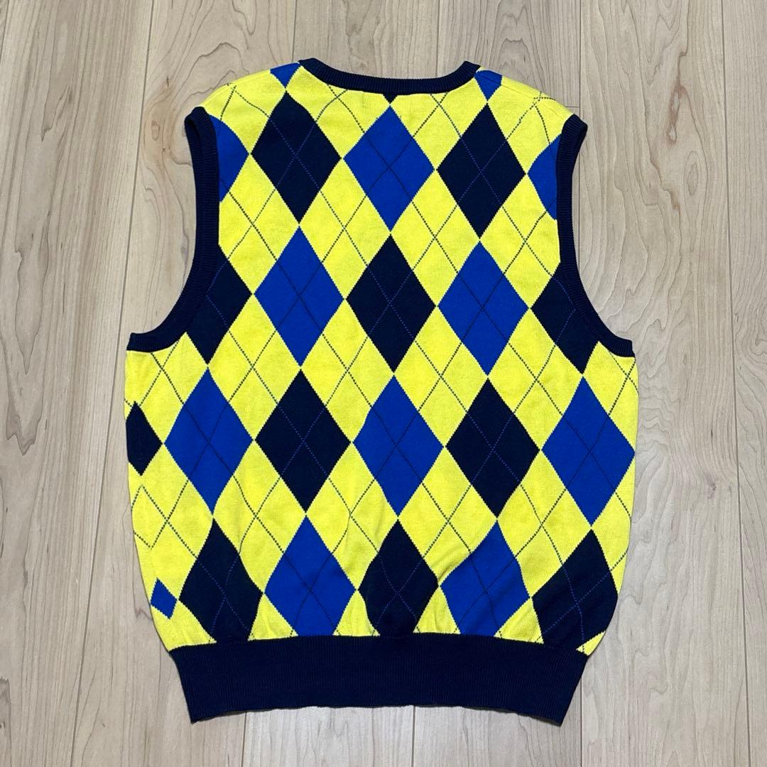 POLO GOLF ラルフローレンコットンニットベスト アーガイル柄 イエローＬ
