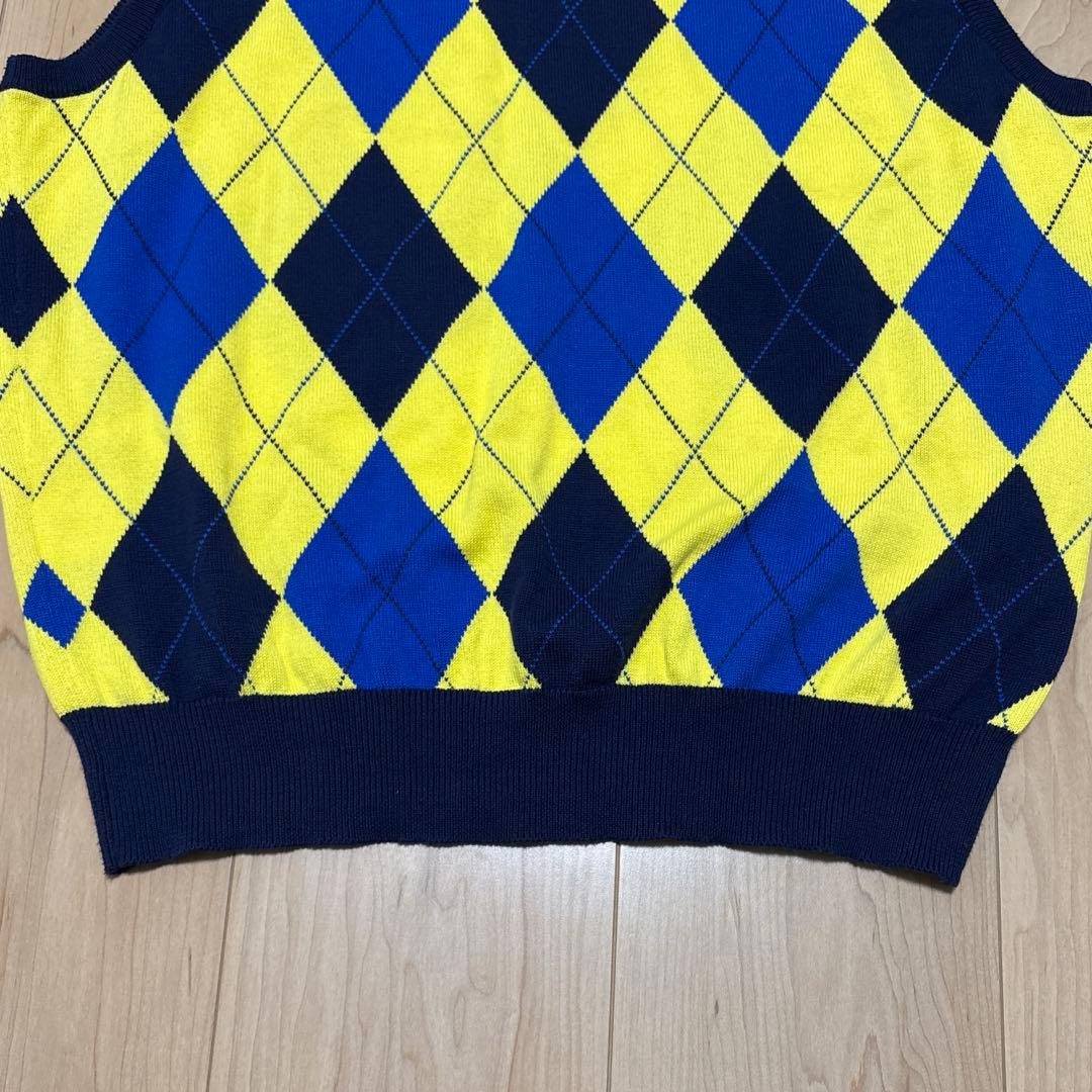 POLO GOLF ラルフローレンコットンニットベスト アーガイル柄 イエローＬ
