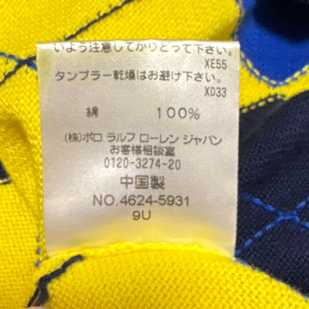 POLO GOLF ラルフローレンコットンニットベスト アーガイル柄 イエローＬ