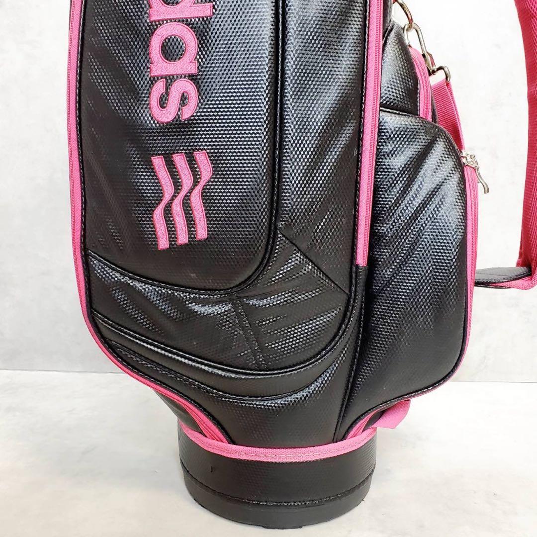 【人気カラー】adidas アディダス キャディバッグ ブラック×ピンク 5分割