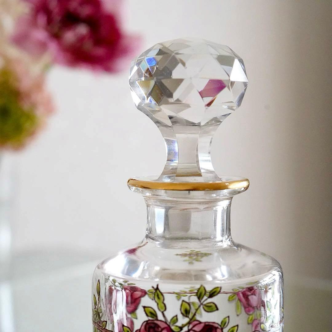極希少 オールドバカラBACCARAT 香水瓶 M 薔薇エナメル彩 ルビーの指輪