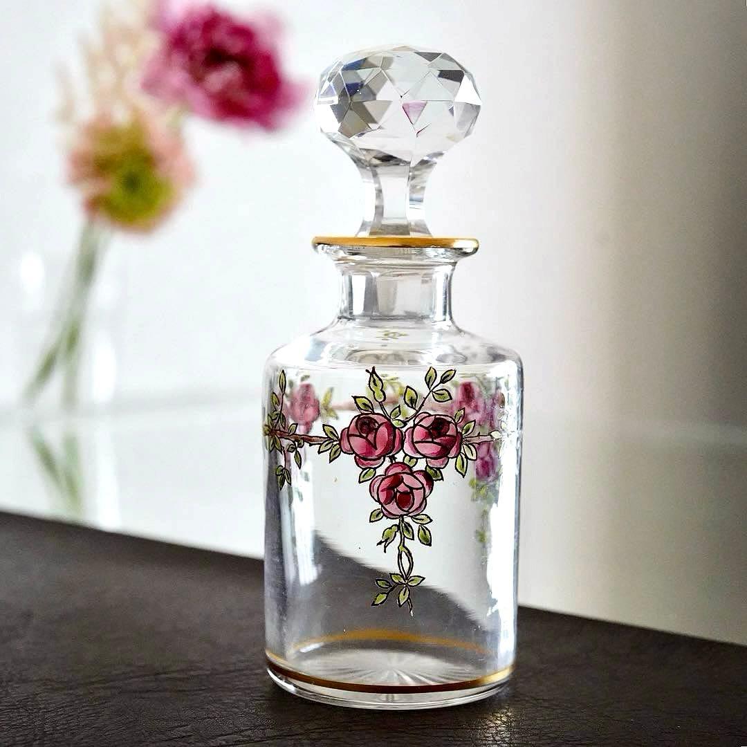 極希少 オールドバカラBACCARAT 香水瓶 M 薔薇エナメル彩 ルビーの指輪