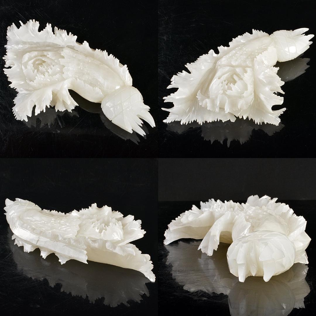 中国　玉石白玉彫刻　白菜　置物　V　R5727