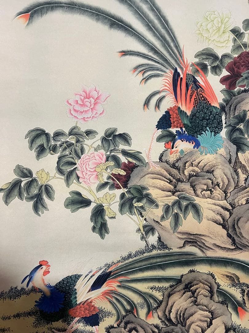 沈周 梧桐双凤 中国画 掛け軸 水墨画 和室 玄関 茶室 壁掛け 美術品