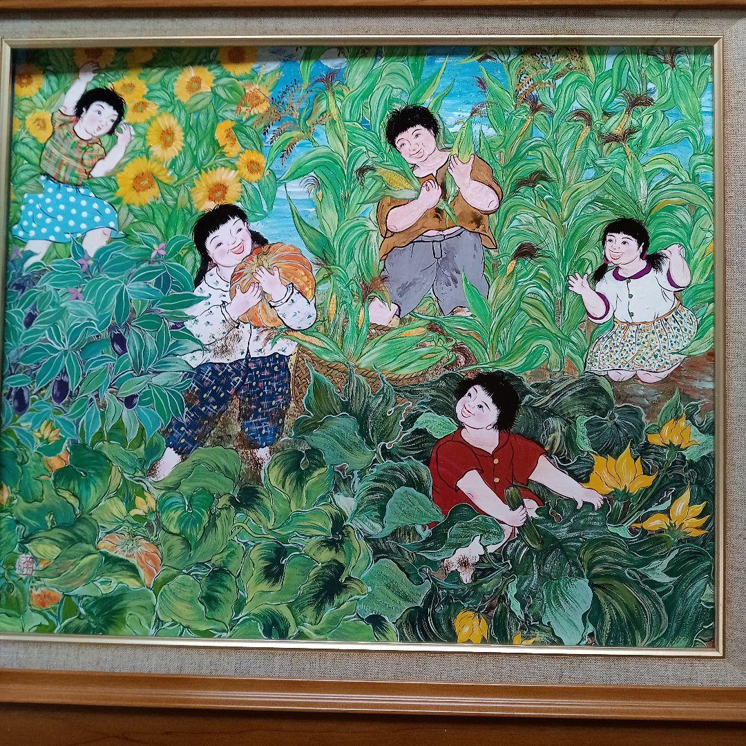 岡田祥子作　アクリル絵画　「実り」
