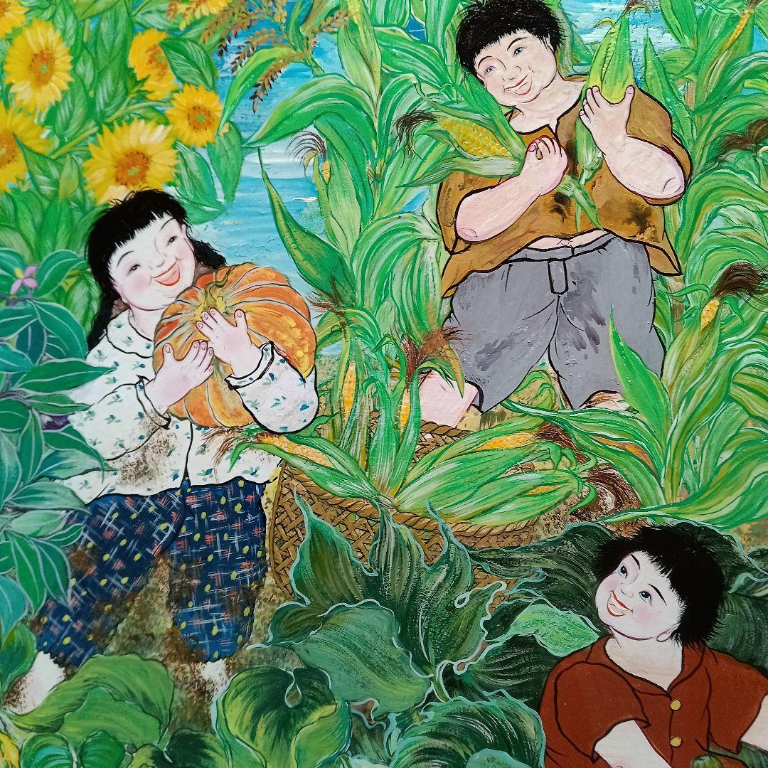 岡田祥子作　アクリル絵画　「実り」