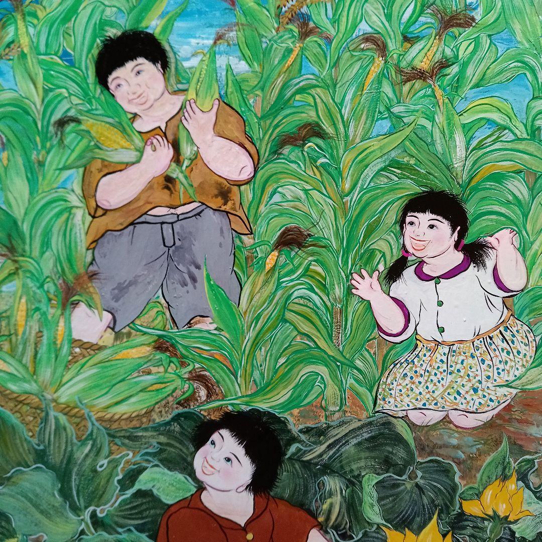 岡田祥子作　アクリル絵画　「実り」