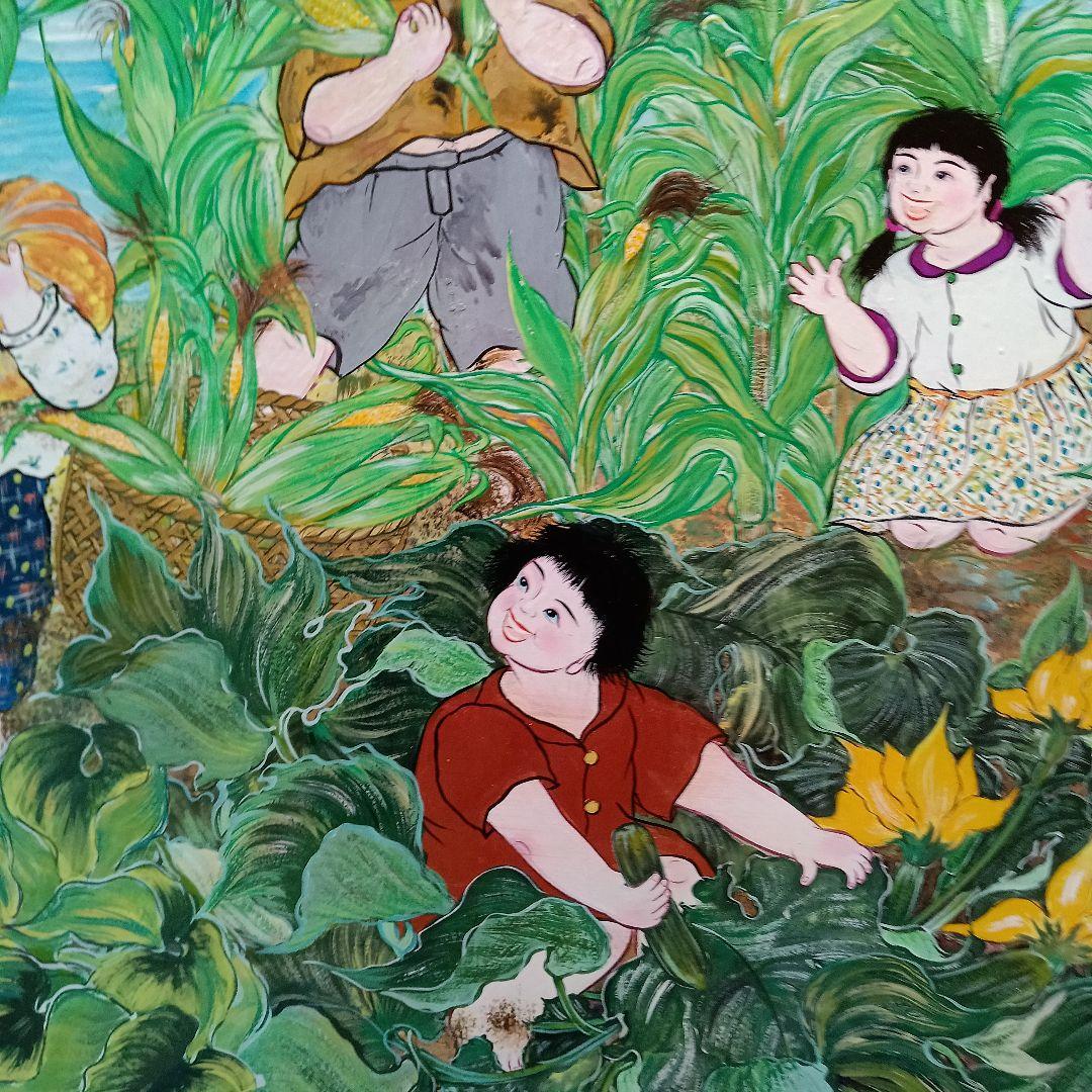 岡田祥子作　アクリル絵画　「実り」