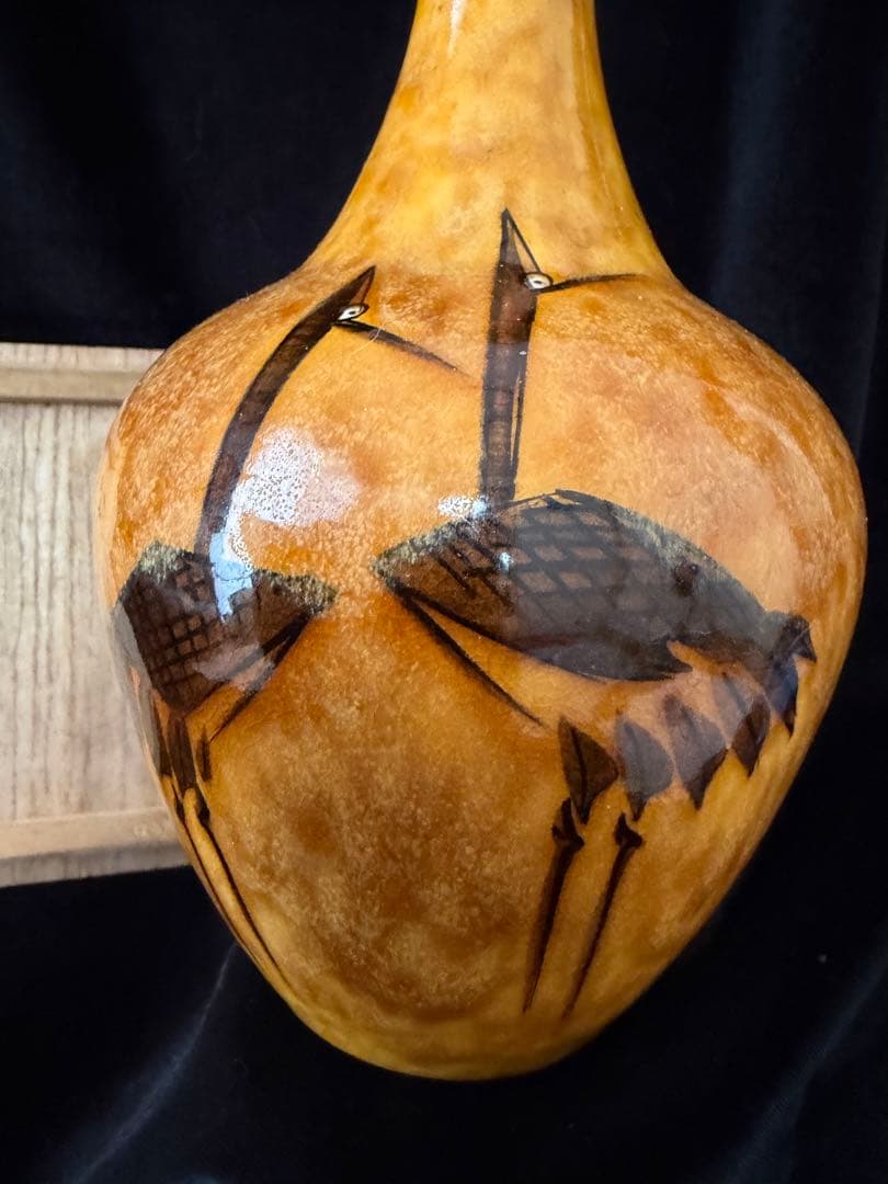 九古焼鶴浅蔵五十吉作の絵柄 陶器　陶印あり　高さ25cm現状品のみ