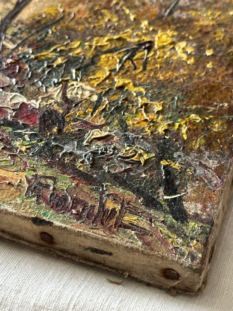 ⚫︎フランスアンティーク⚫︎穏やかな木々 水辺の風景画絵　　paris⚫︎