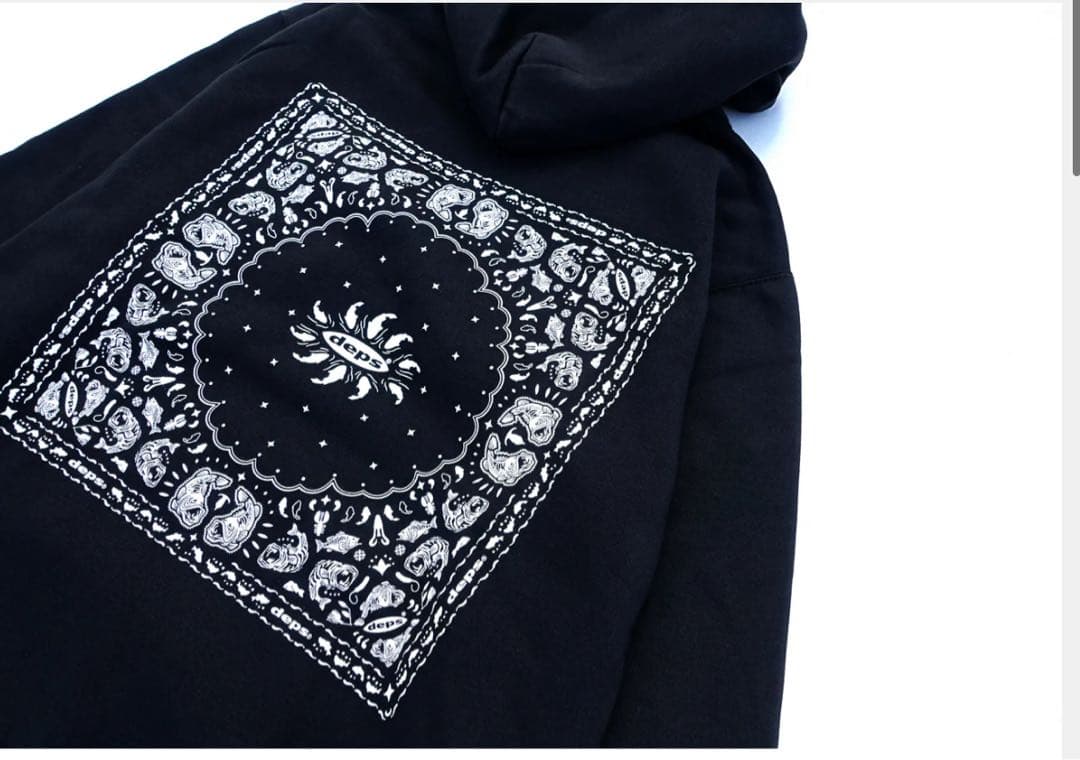 deps BANDANA HOODIE BLACK バンダナフーディー 黒