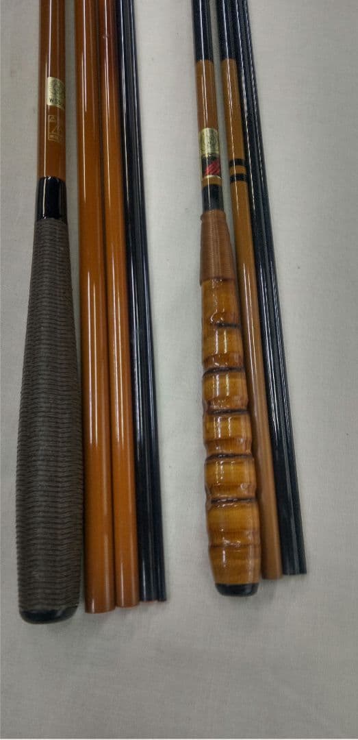 カーボンへら竿2本セット　 ダイワ陽舟硬式17&三四郎12竹グリプ