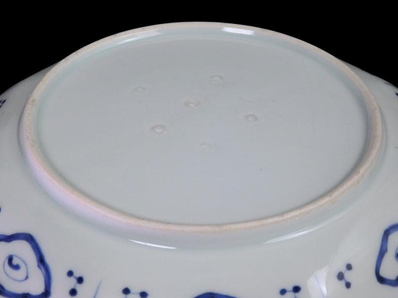 古伊万里　染付　墨弾き　松竹梅の図　八角7寸皿　N1149AS-DCv