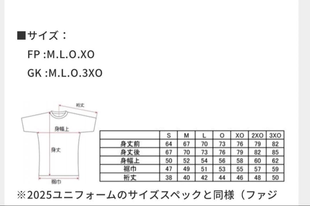 2025ファジアーノ岡山3rdユニフォー(番号なし) 2XOサイズ