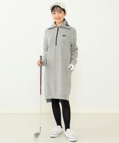 極美品　近年モデル　ビームスゴルフ　ニットワンピース　ウール　リブ　ロング