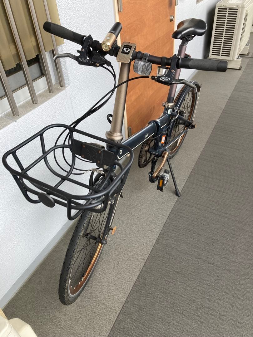 ダホンスピードファルコ折りたたみ自転車 ダークブルー 前カゴ付き