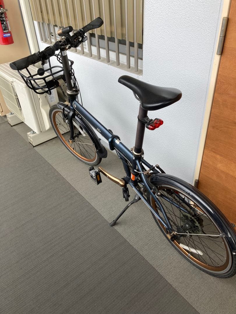 ダホンスピードファルコ折りたたみ自転車 ダークブルー 前カゴ付き