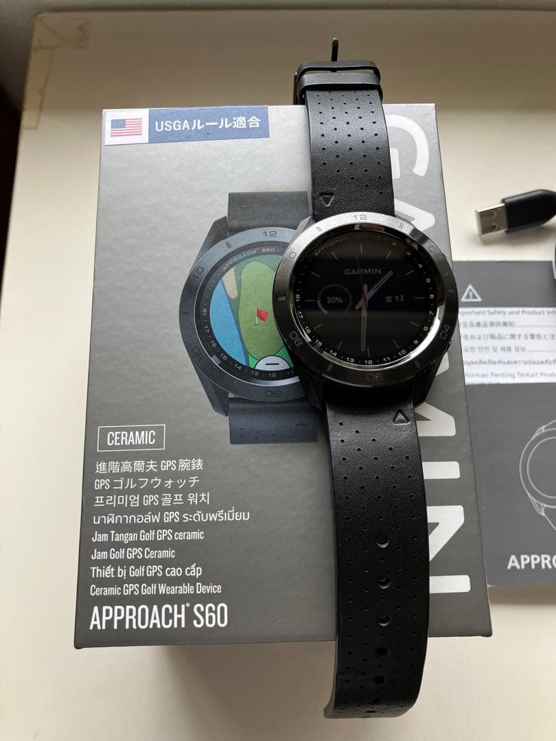 美品ガーミンGarmin ApproachS60 Premium純正レザーバンド