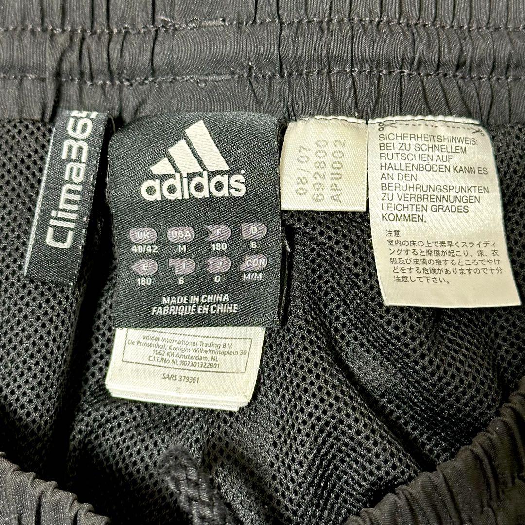 00s ACミラン adidas ナイロンパンツ トラックパンツ　刺繍 黒 XL