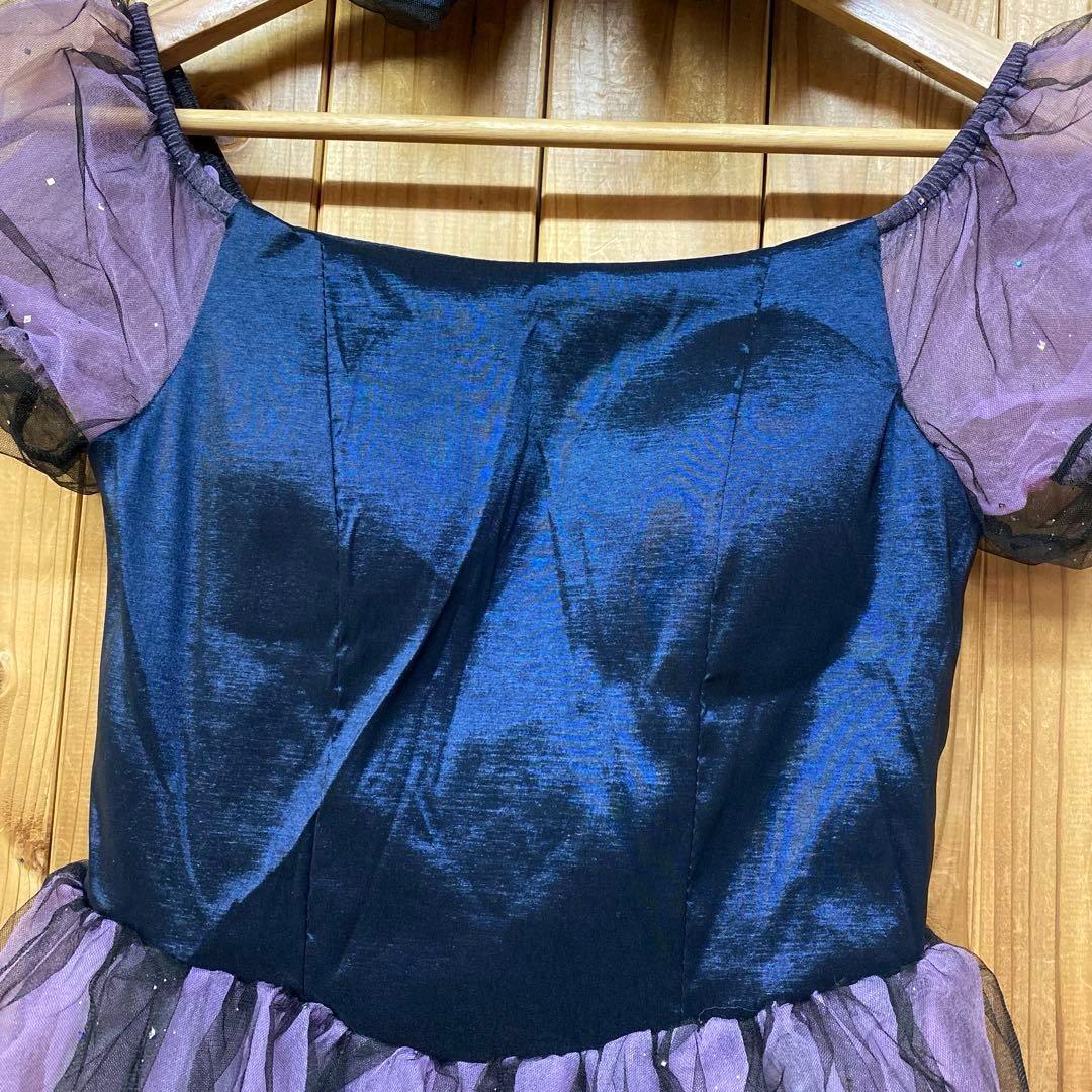 新品HANGIAOSHI ラメ チュール素材 パフスリーブ ロングカラードレス﻿