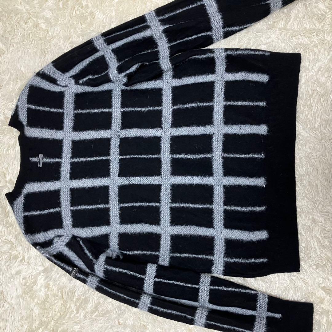 極美品！ST ANDREWS！黒チェックニット！セーター！L！ロゴ入り
