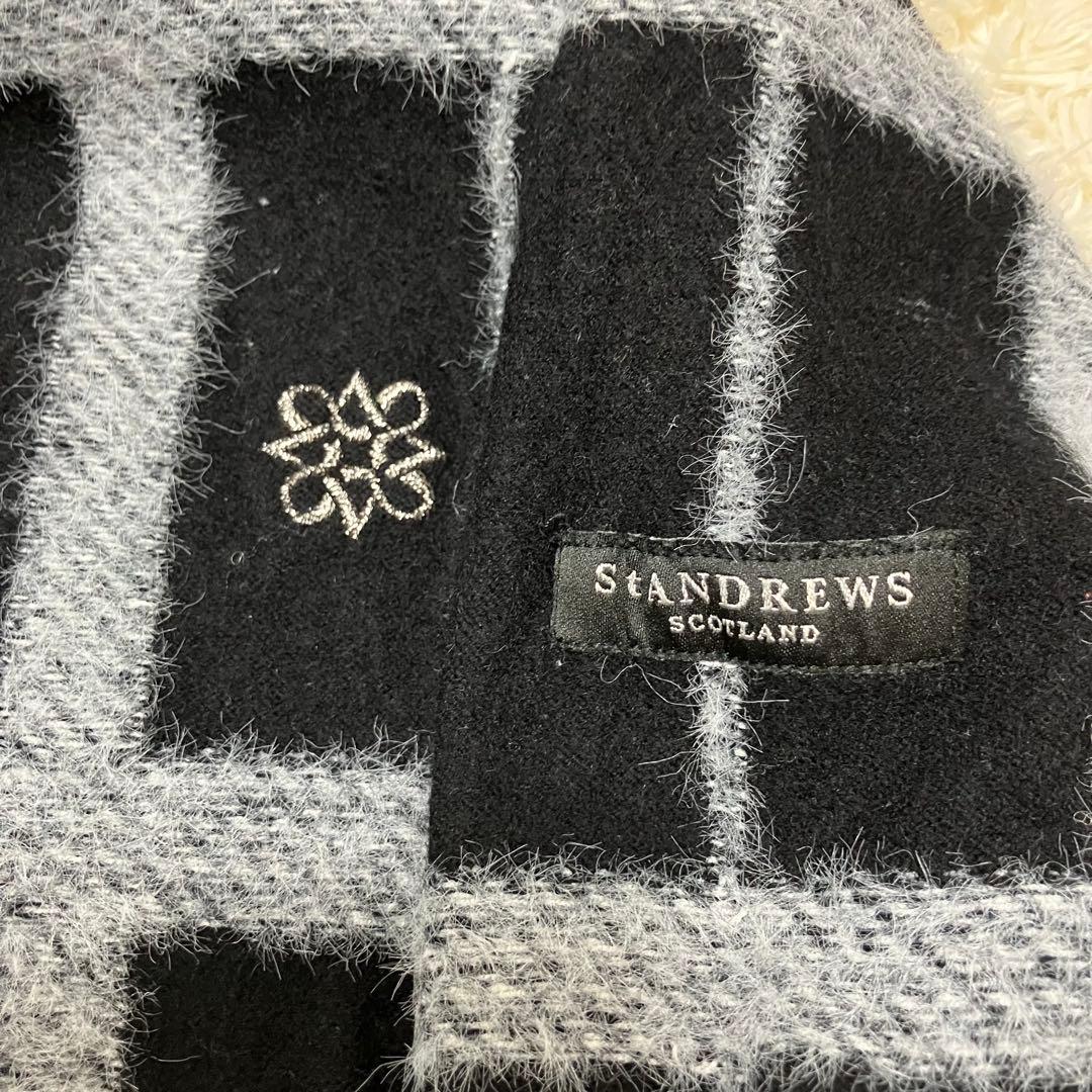 極美品！ST ANDREWS！黒チェックニット！セーター！L！ロゴ入り