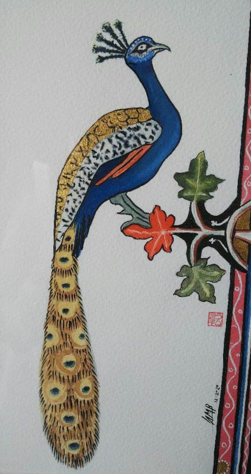 水彩画★Peacock★Colin Lamb作