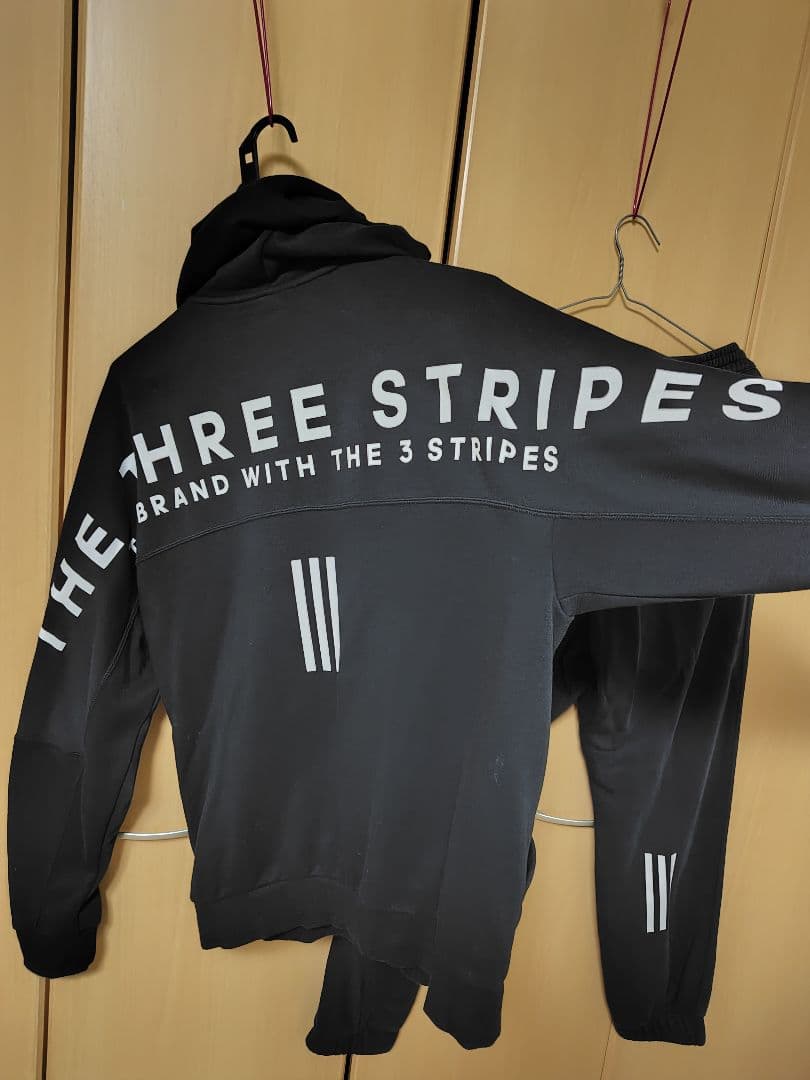 adidas ブラックスウェットジャージ上下セットМサイズ黒スリーストライプス