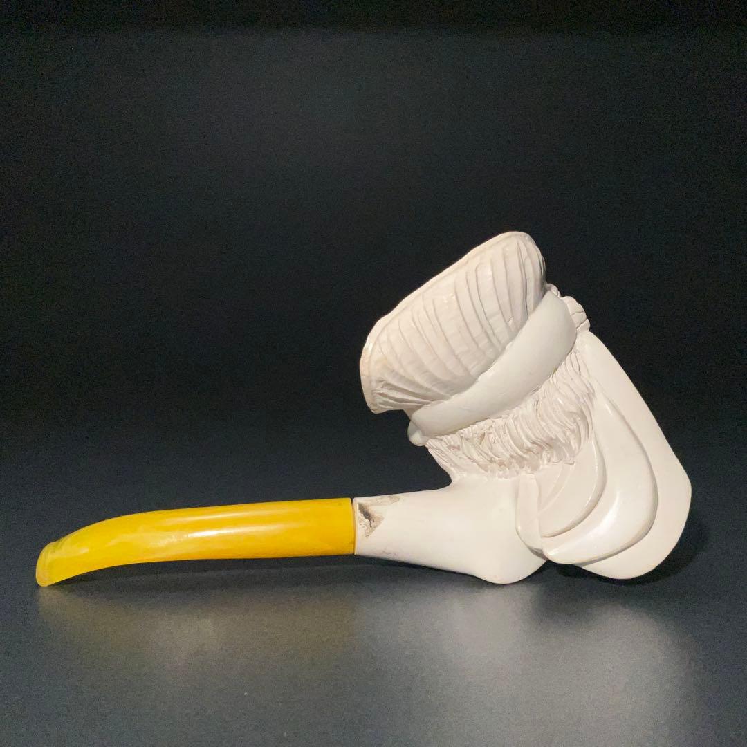 メシャム　海泡石パイプ　人物図　喫煙具　長さ17.5cm R1380お8