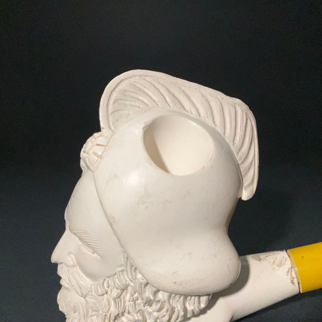 メシャム　海泡石パイプ　人物図　喫煙具　長さ17.5cm R1380お8