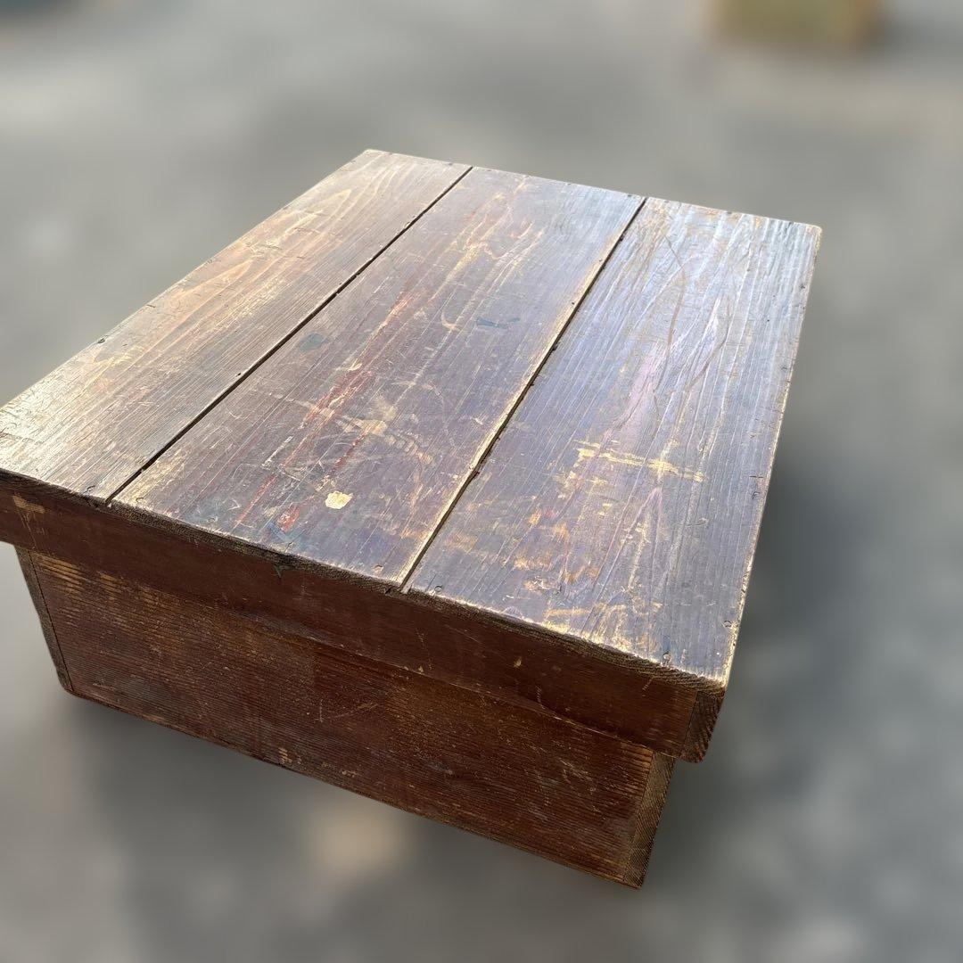 古物　木製シンプルボックス ダークブラウン