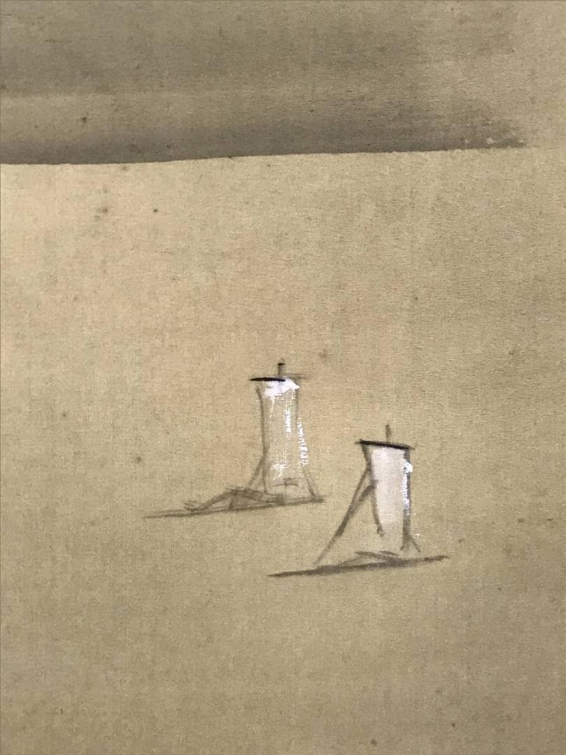 作者不詳/山湖帰帆図/山水図/漁師図/掛軸/名家伝来/AC-342