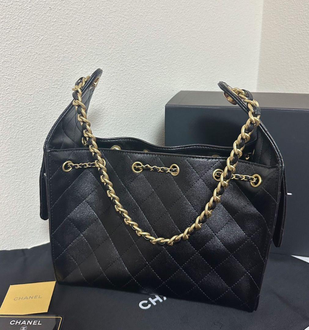 CHANEL 25ノベルティキルティングレザートートバッグブラック