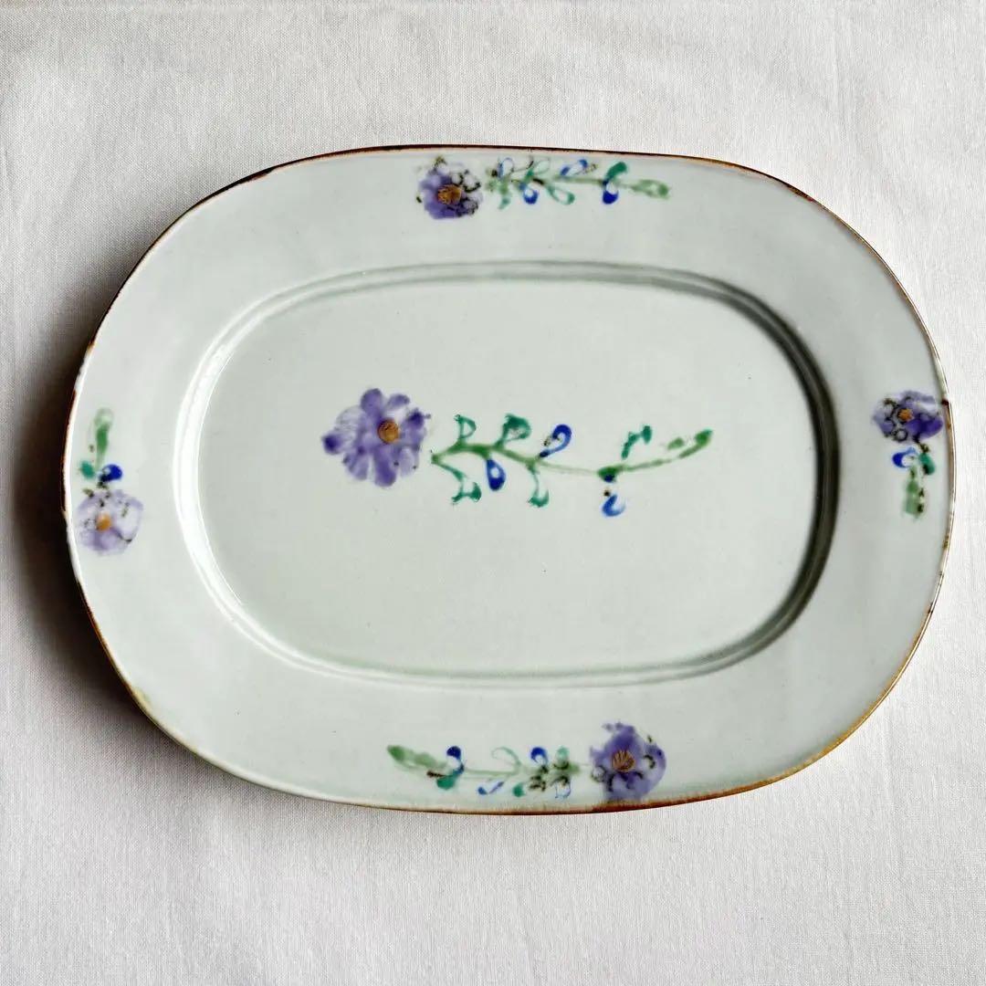 伊藤聡信　色絵　オーバル　皿　楕円　食器　小花柄