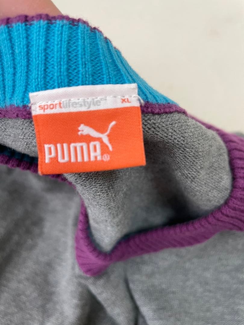 PUMA グレー Vネック セーター XL