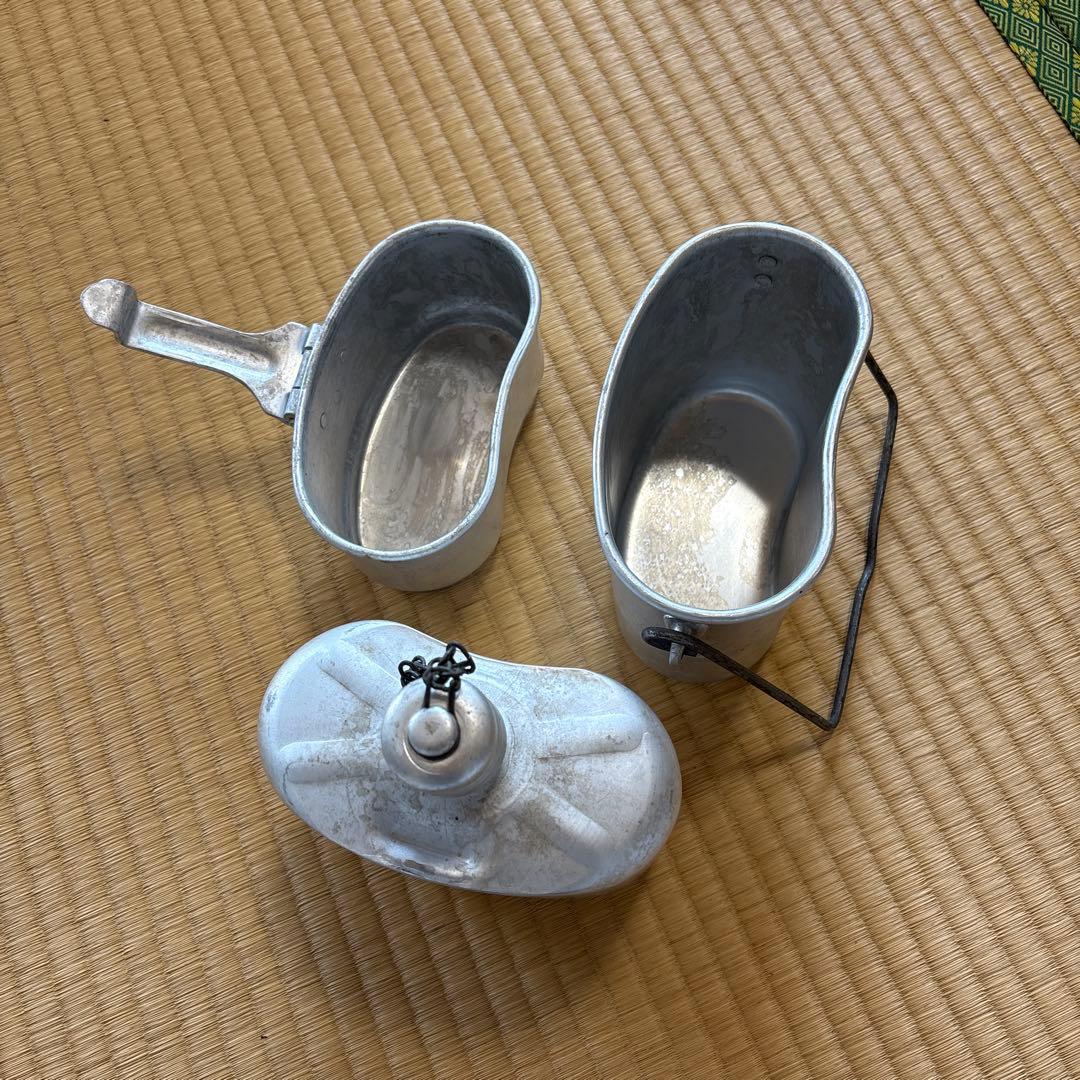 旧ソ連軍、空挺部隊用水筒＆メスキットセット、カバー付き実物、未使用品