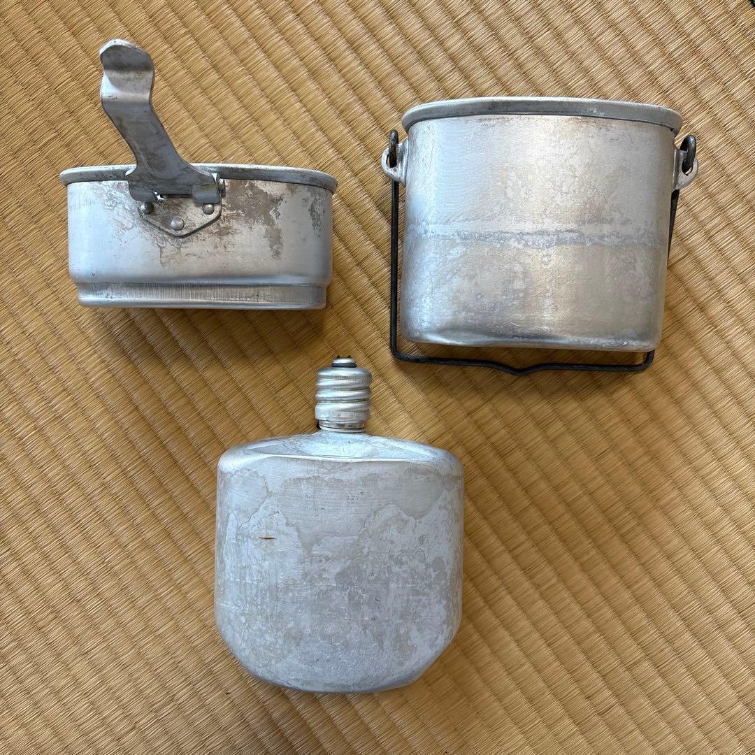 旧ソ連軍、空挺部隊用水筒＆メスキットセット、カバー付き実物、未使用品